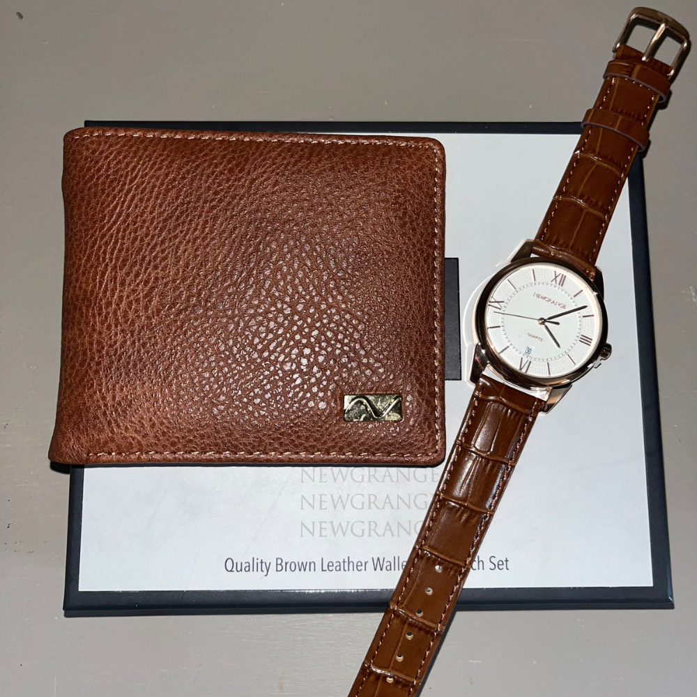Watch & Wallet Gift Set - Brown - The Gift & Art Gallery