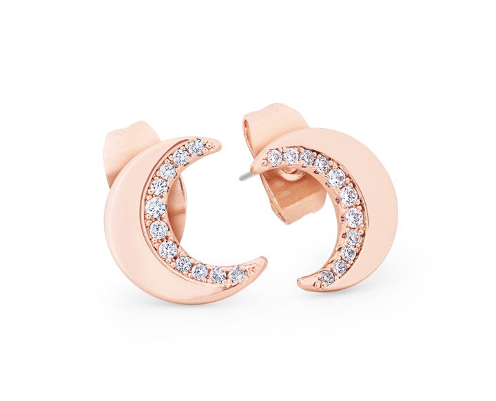 Half Moon Stud Earrings Rose Gold
