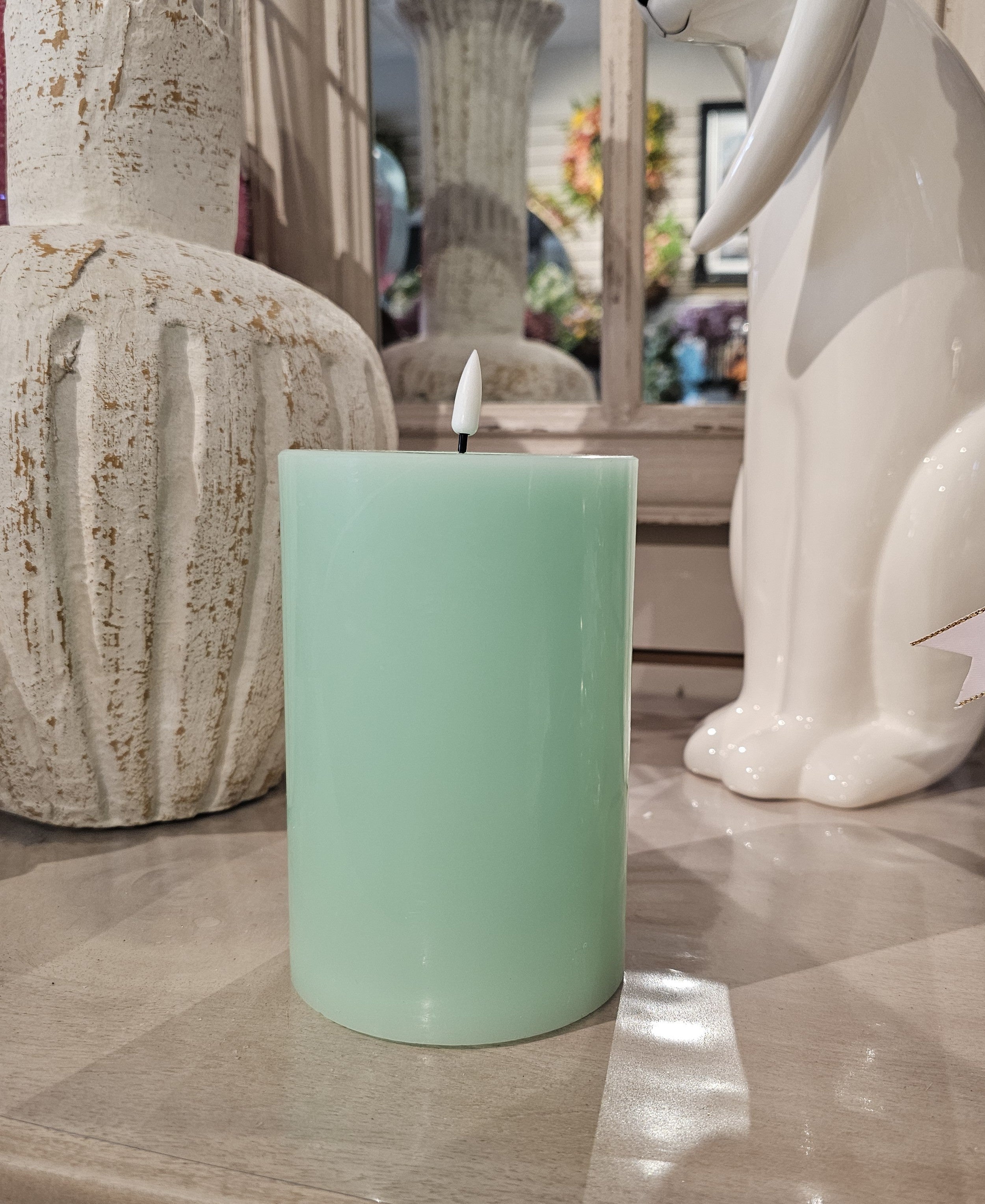 15cm LED Battery Operated Candle, Mint