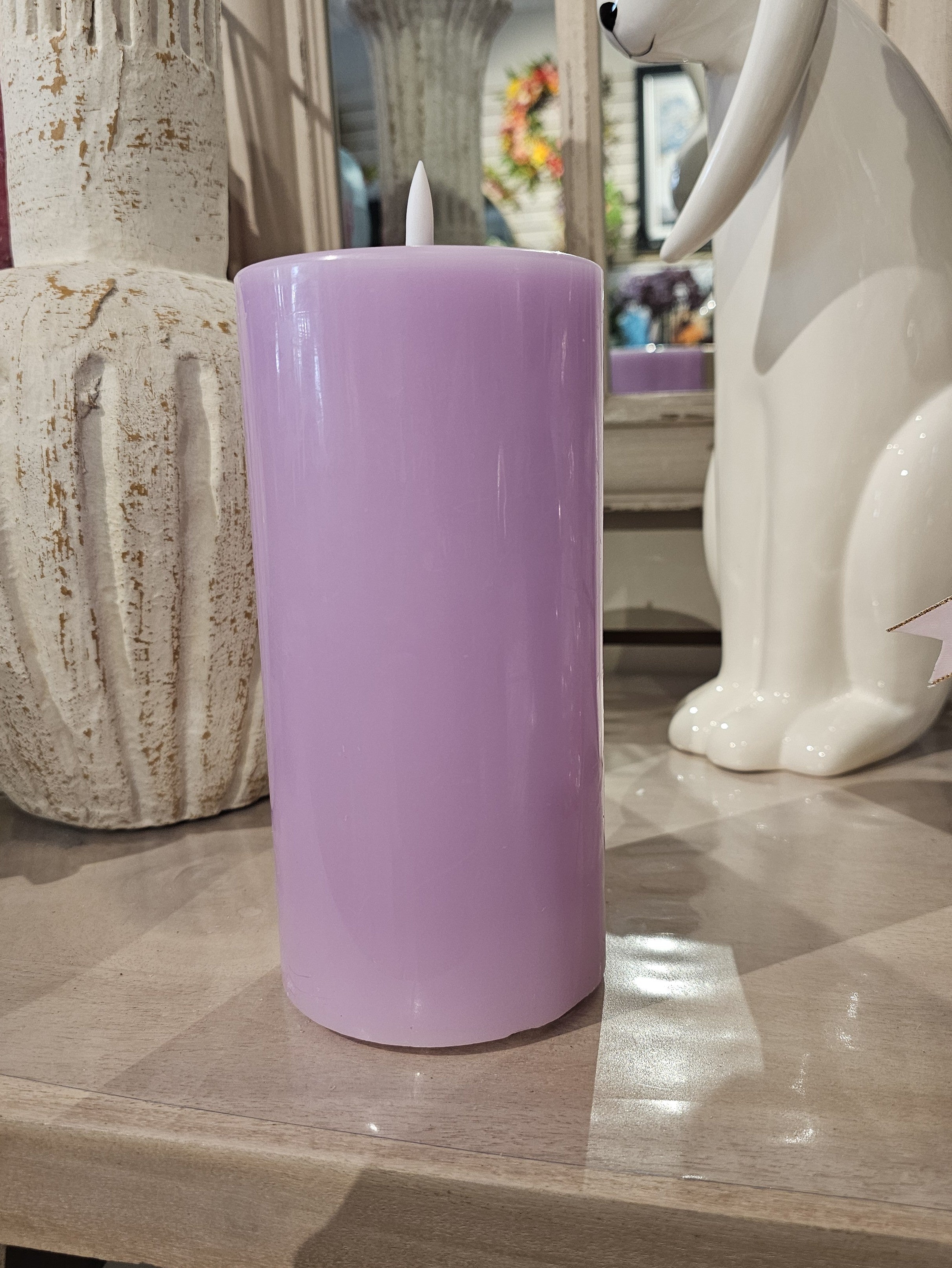 20cm LED Battery Operated Candle, Lavander