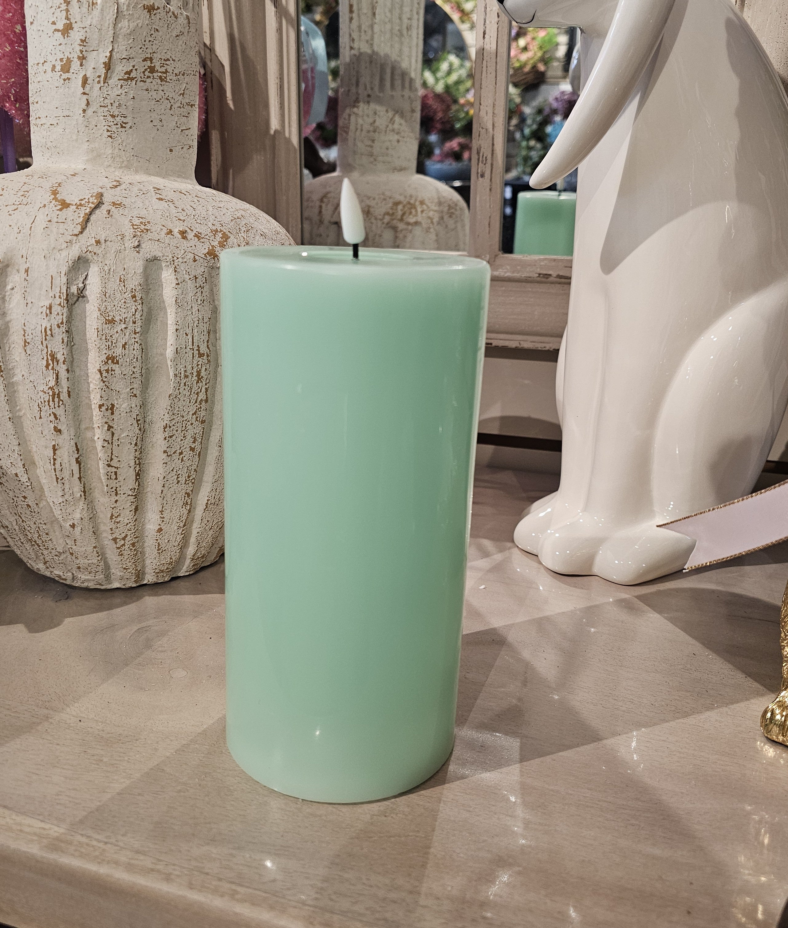 20cm LED Battery Operated Candle, Mint