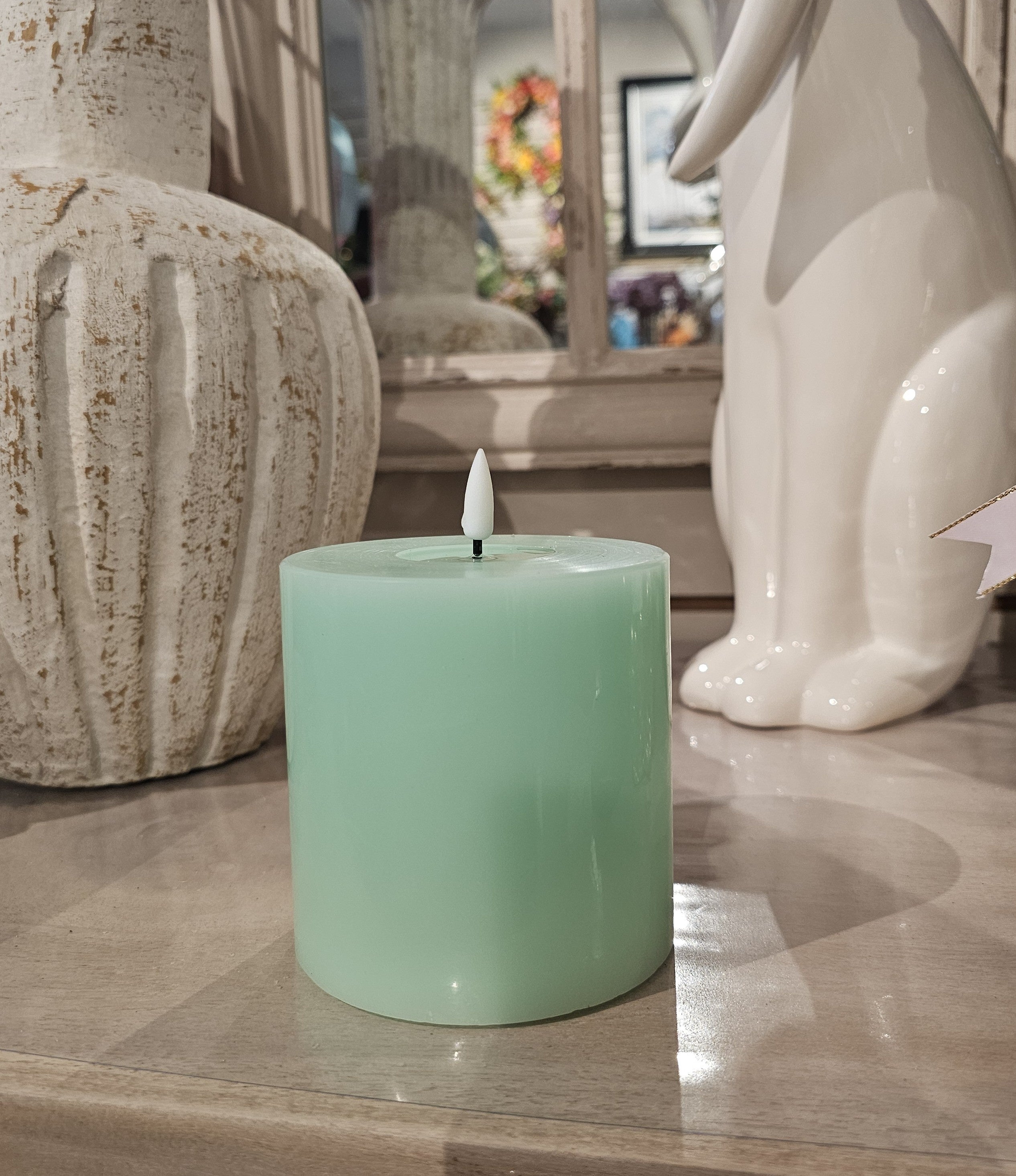 10cm LED Battery Operated Candle, Mint