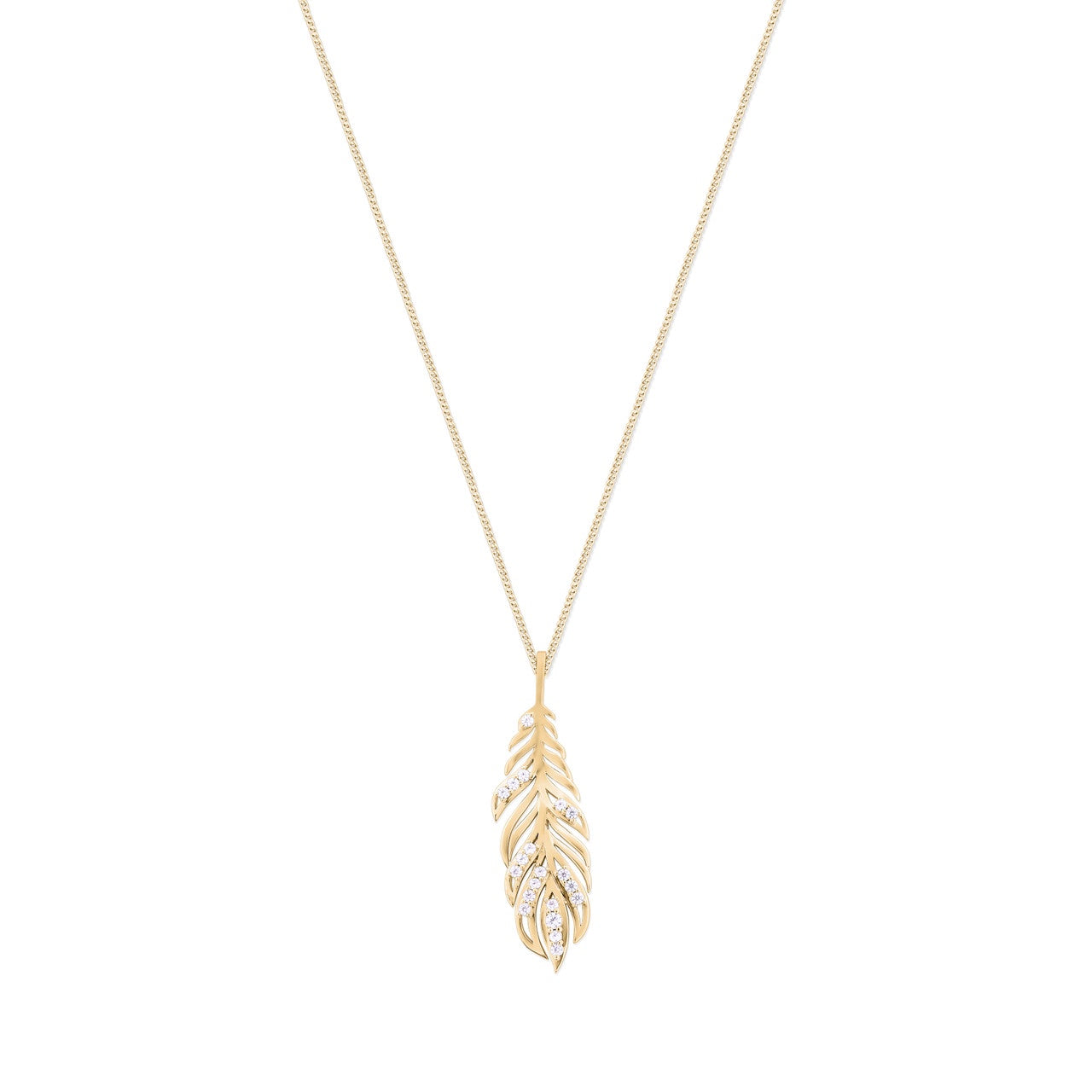 Feather Pendant Inset With Cz Gold