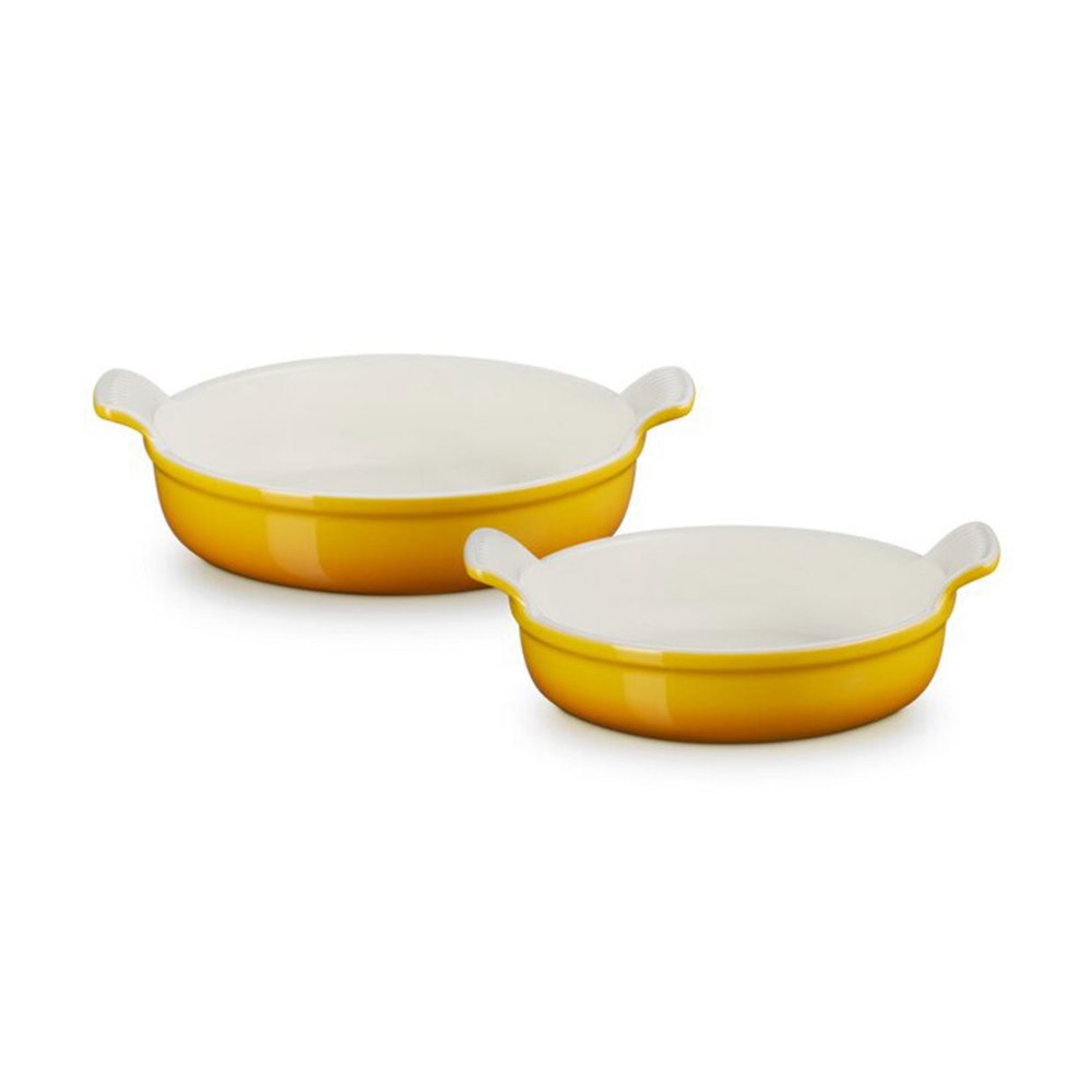 Le Creuset Heritage Set Of 2 Round Dishes, Nectar - The Gift & Art Gallery