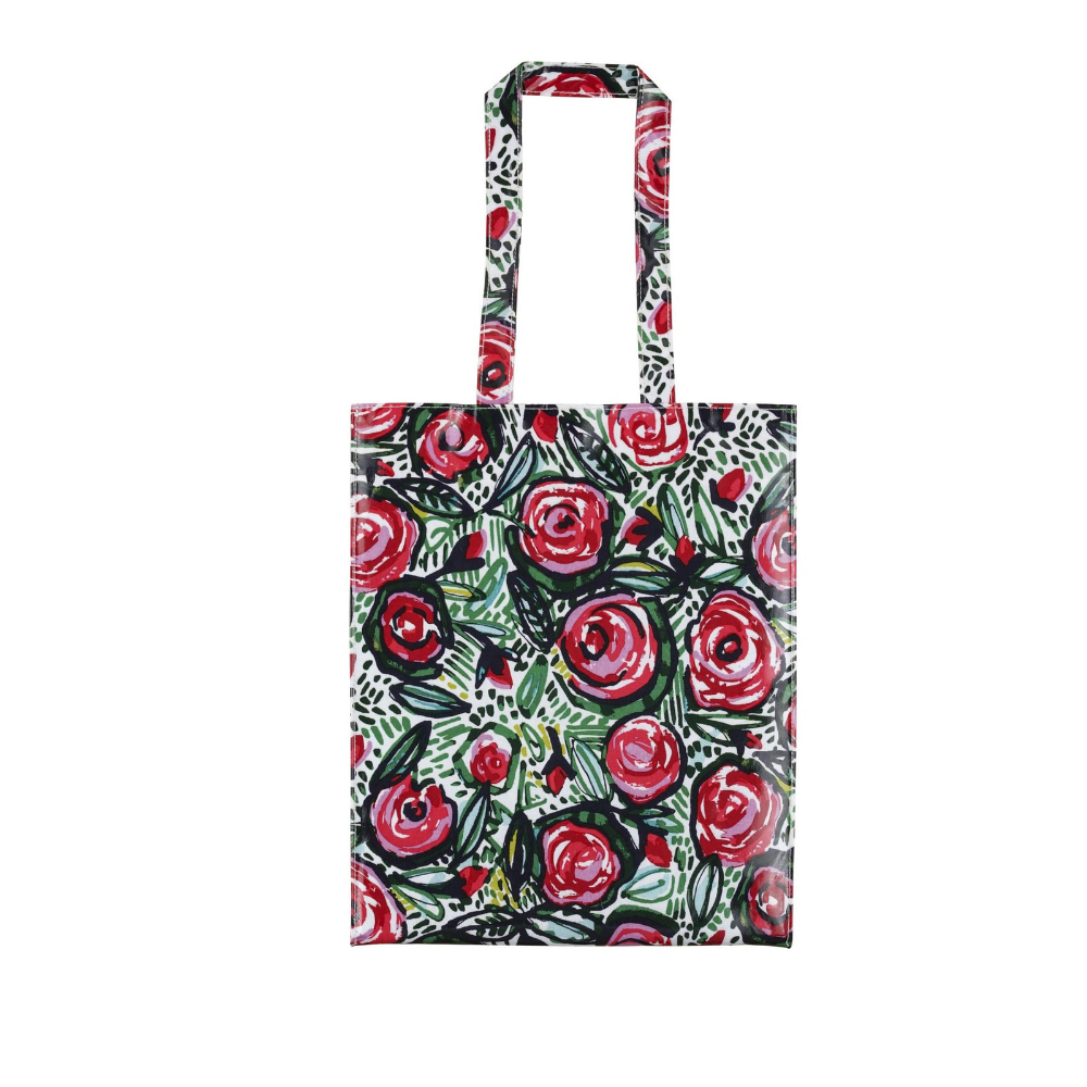 Wipeable PVC Shopping Bag - Rose Garden, Medium