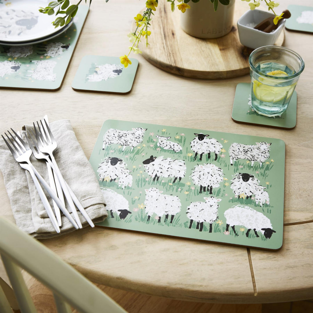 Woolly Sheep Cork Placemats, Set of 4