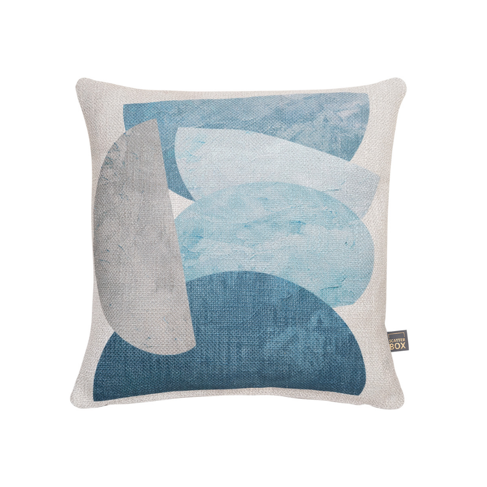 Geo Stack Cushion 45x45, Blue - The Gift & Art Gallery