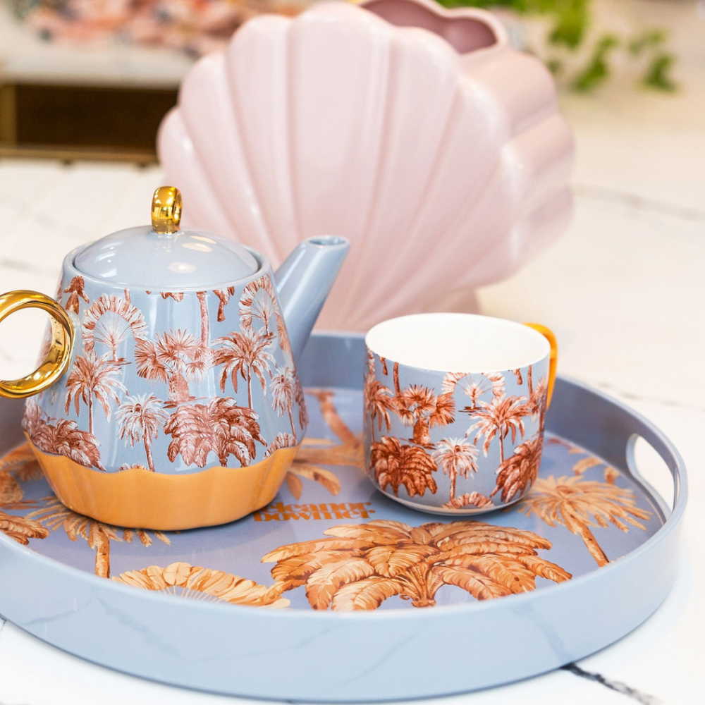 Blue Palm Short Mug - The Gift & Art Gallery