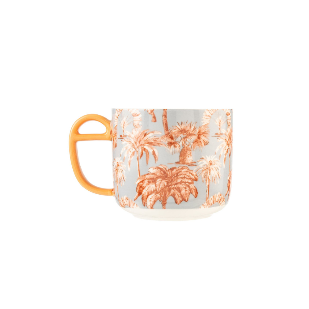 Blue Palm Short Mug - The Gift & Art Gallery