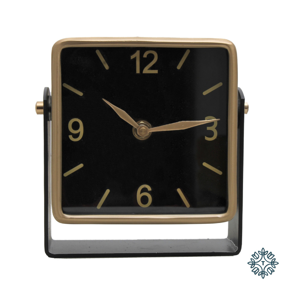 Retro Mantel Clock, Anique Brass - The Gift & Art Gallery