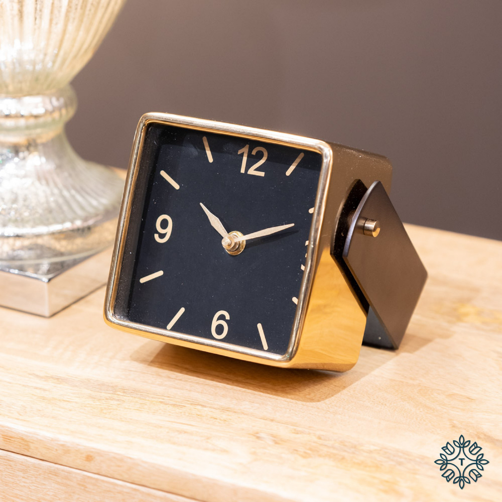 Retro Mantel Clock, Anique Brass - The Gift & Art Gallery