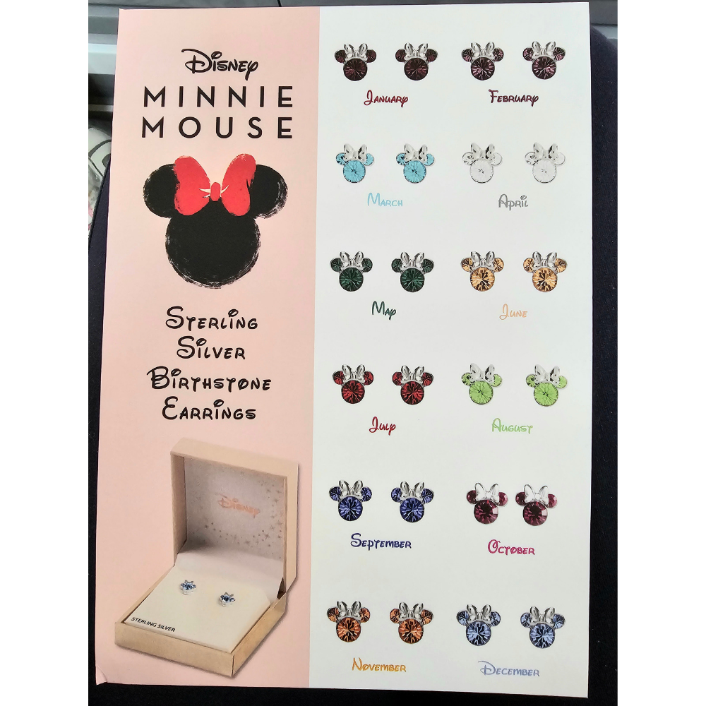 New in box purchases Disney Minnie mouse Birthstone December Earrings and Necklace