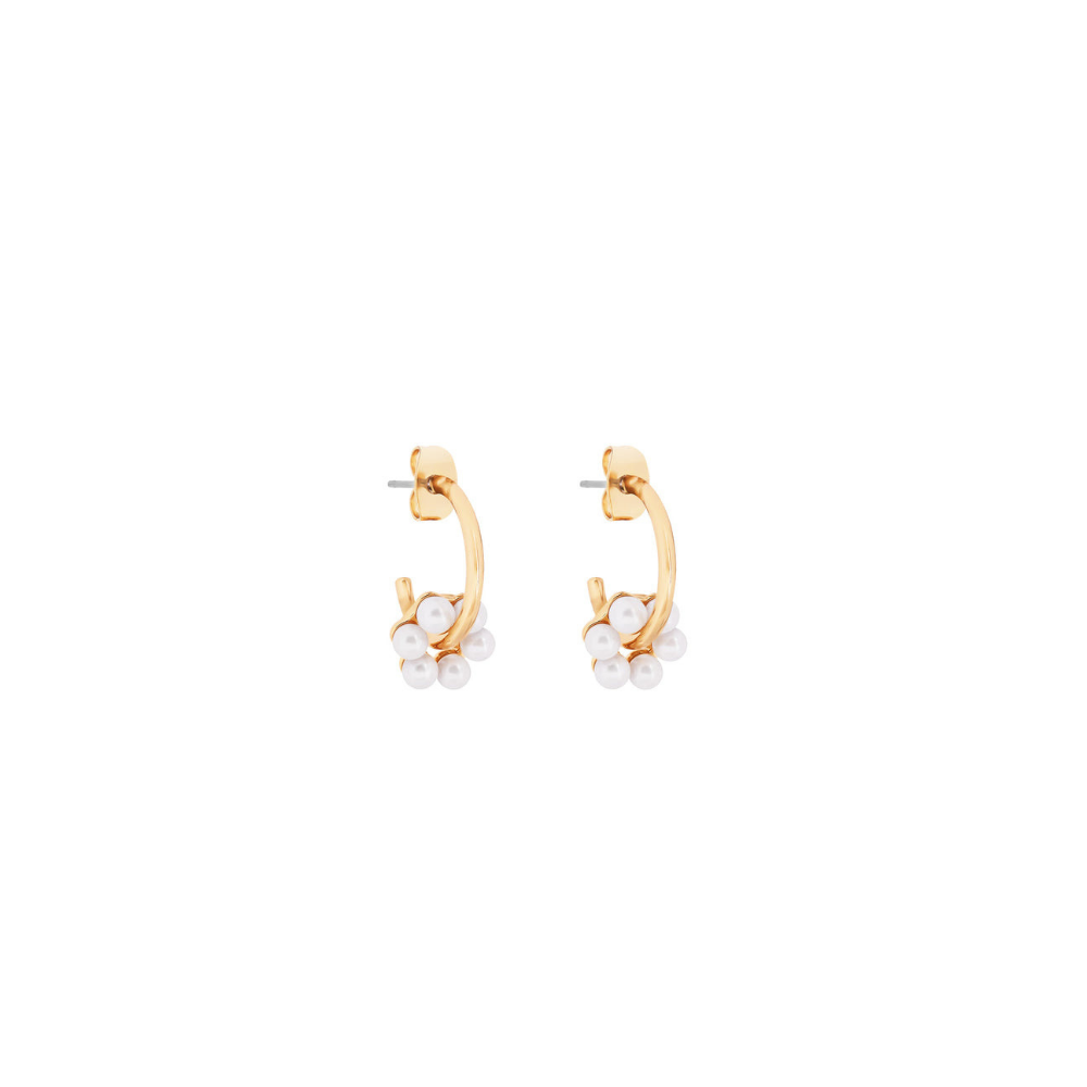 Cluster Pearl Hoop Earrings, Gold - The Gift & Art Gallery