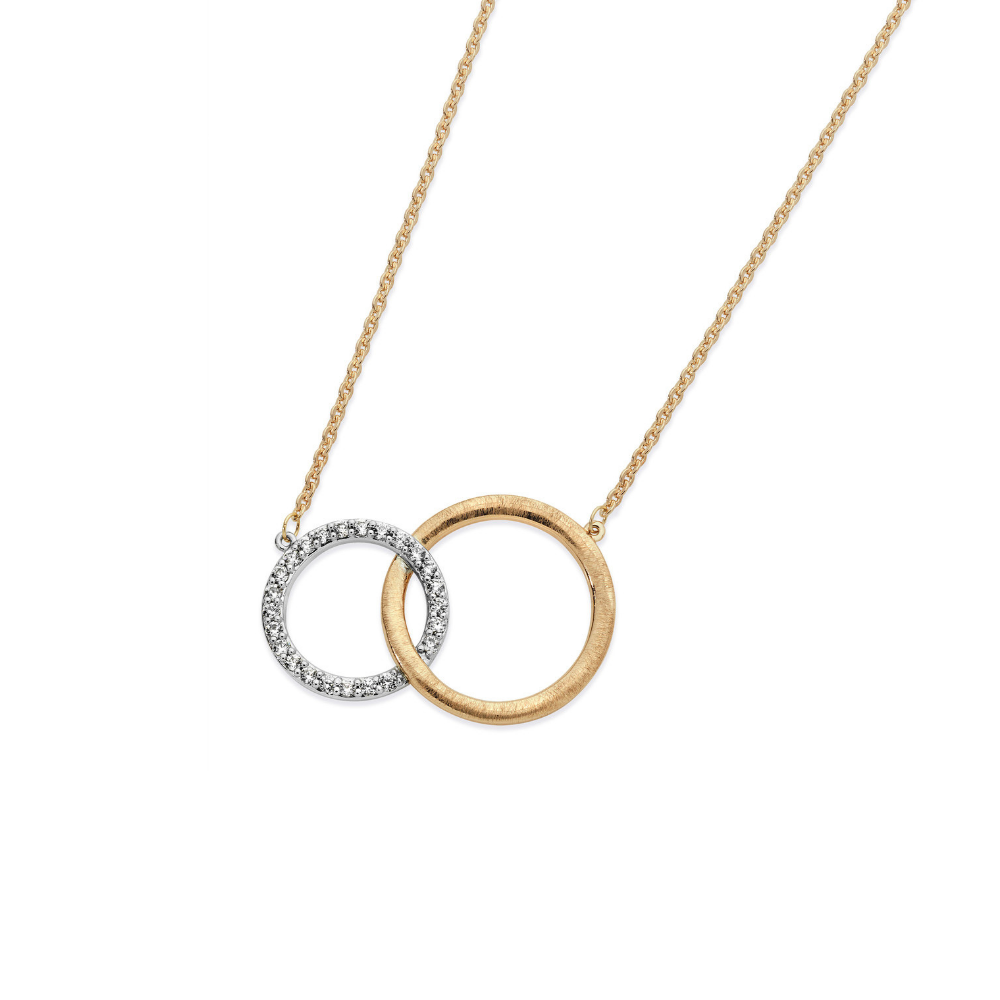 Matt & Pave Circle Pendant, Gold - The Gift & Art Gallery