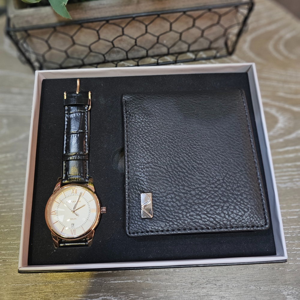 Black Wallet & Watch Set - The Gift & Art Gallery