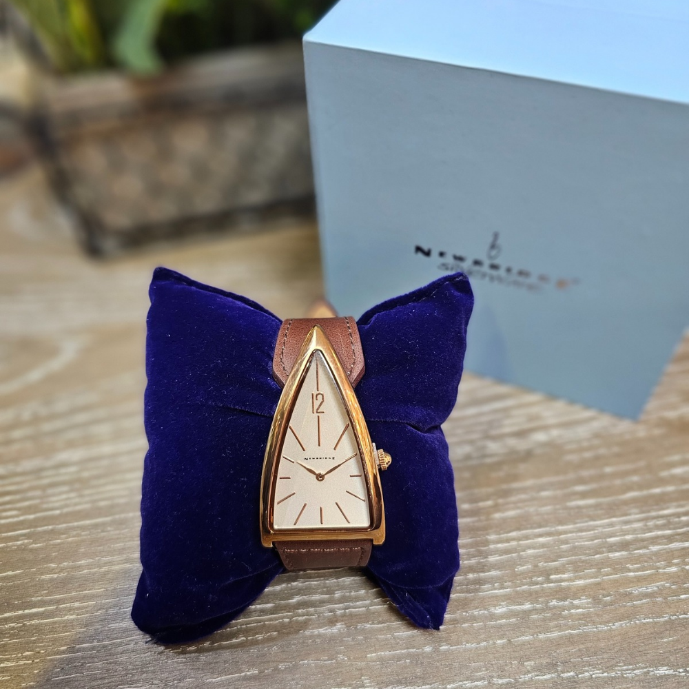 Gents Triangular Watch, Brown Strap - The Gift & Art Gallery