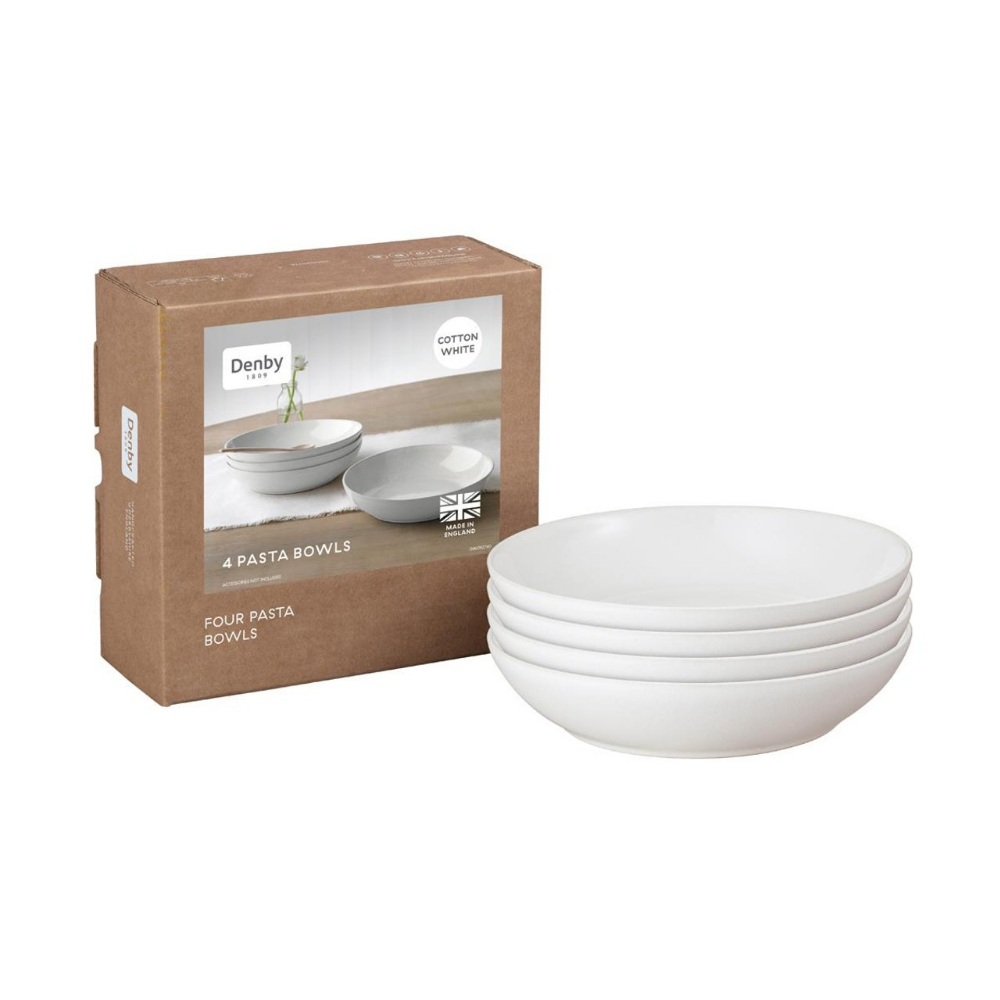 Denby Set of 4 Pasta Bowls – Cotton White - The Gift & Art Gallery