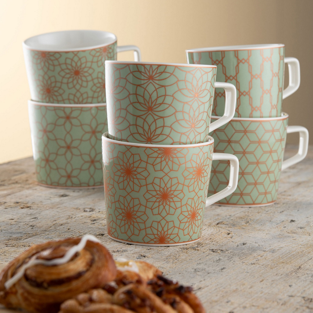 Sage Copper Deco Mugs, Set Of