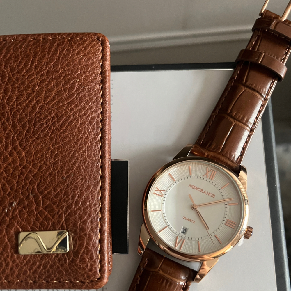 Watch & Wallet Gift Set - Brown - The Gift & Art Gallery