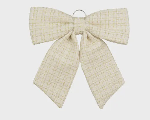 Cream Tweed & Gold Bow Medium