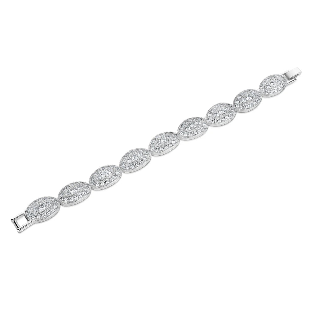 Oval Bracelet with Clear Stones