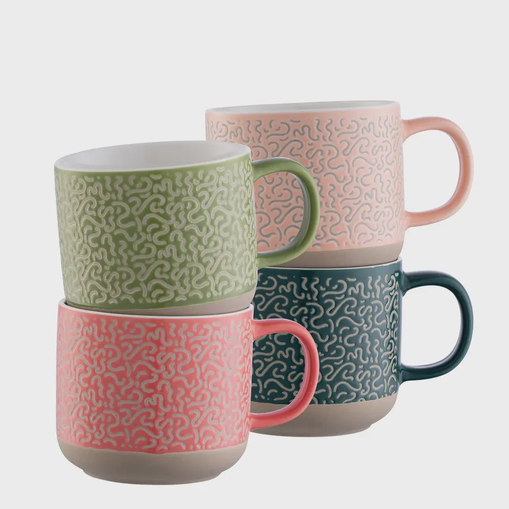 Belleek Living Squiggle Mugs Set of 4