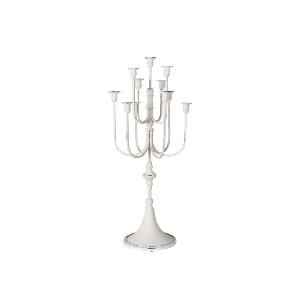 Distressed White 11 Arm Candelabra