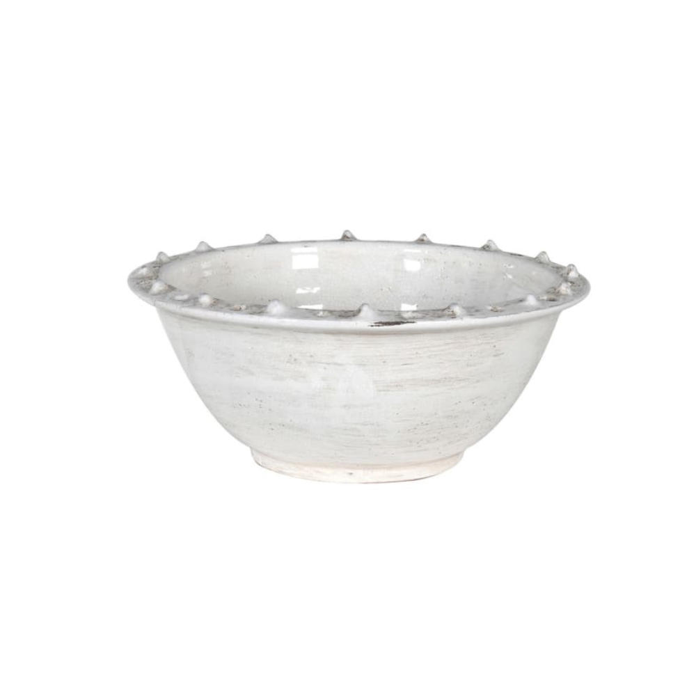 Distressed White Ceramic Bowl