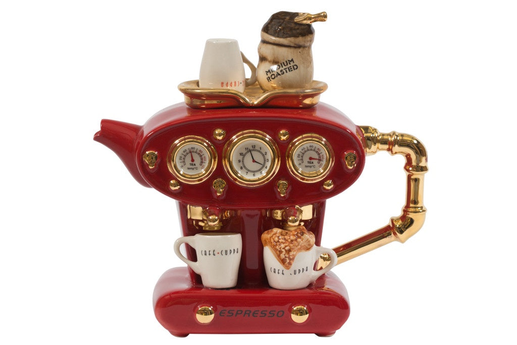 Large Red Double Espresso Teapot