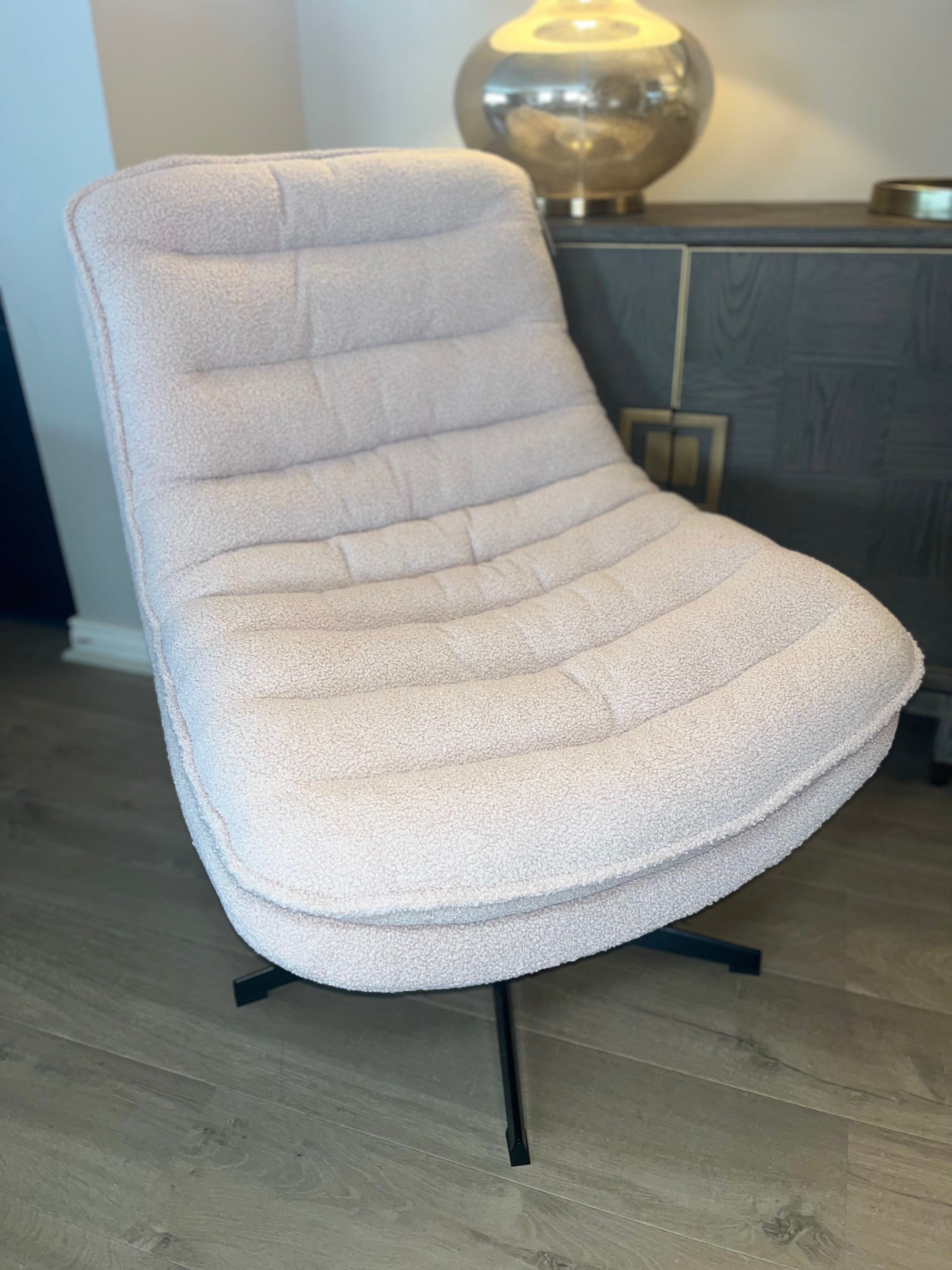 Yasmine Swivel Chair Boucle Beige - The Gift & Art Gallery