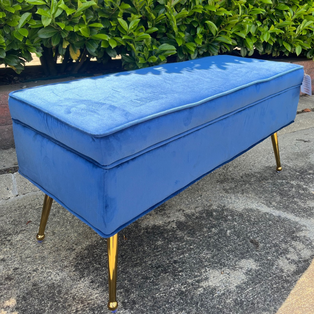Blue Velvet Bench - The Gift & Art Gallery