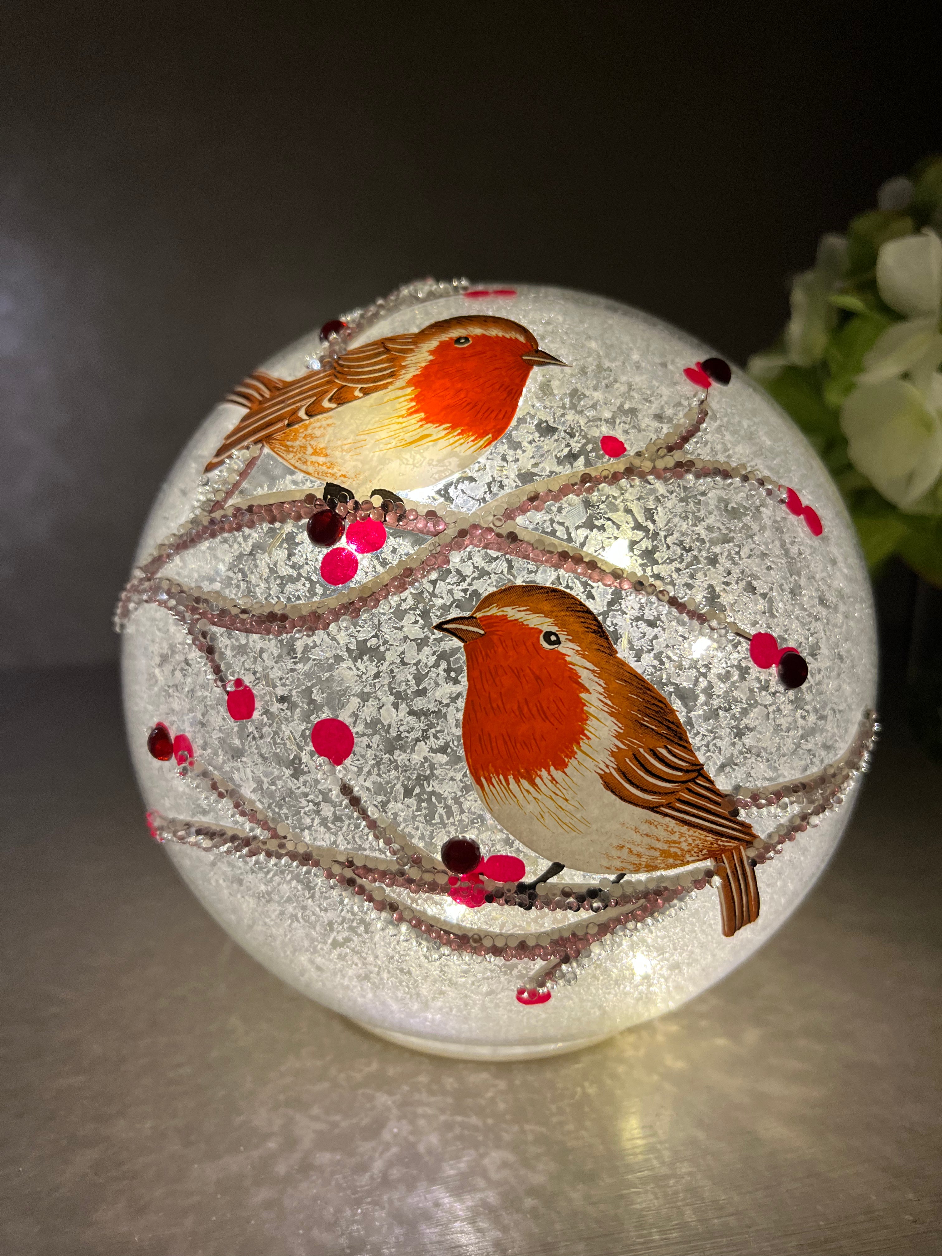 Led Glass Robin Ball