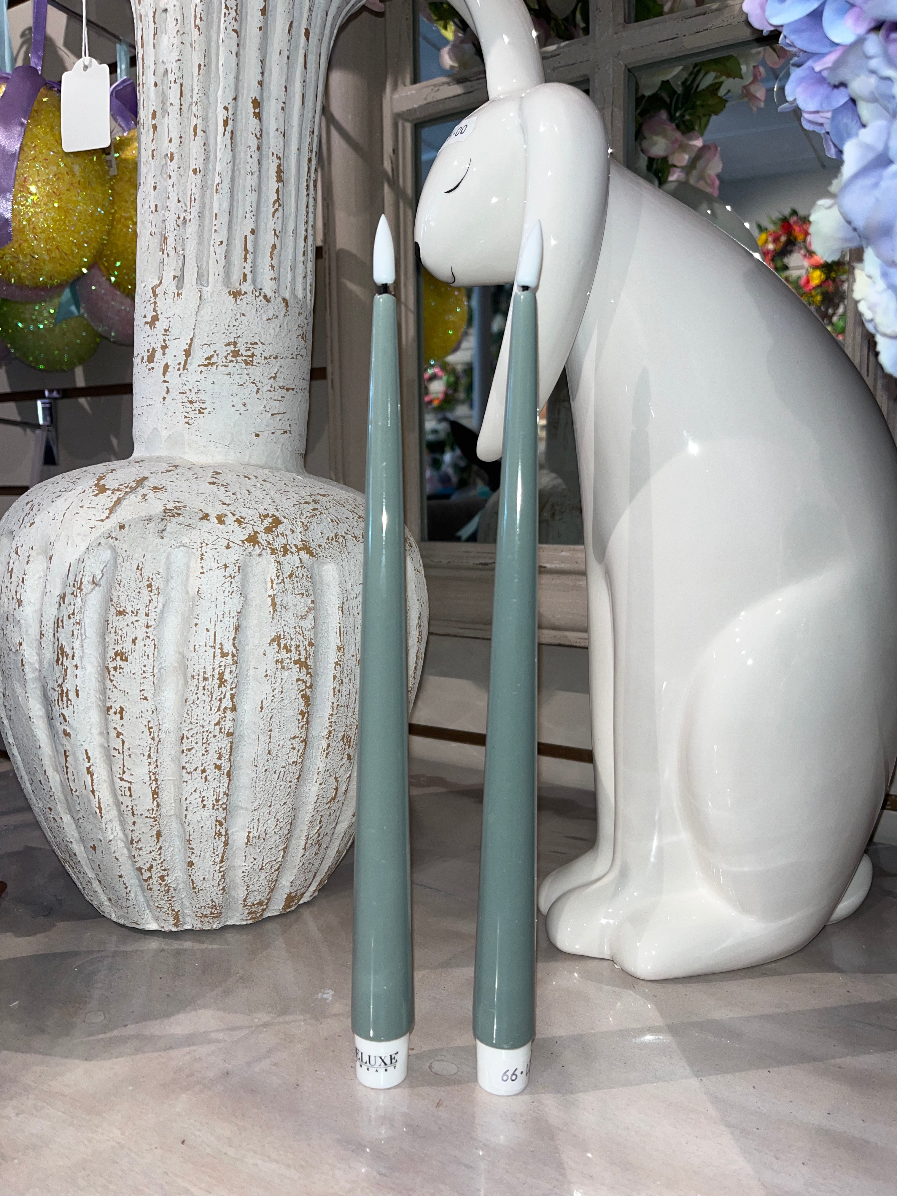 LED Dinner Candles 28cm, Sage Green