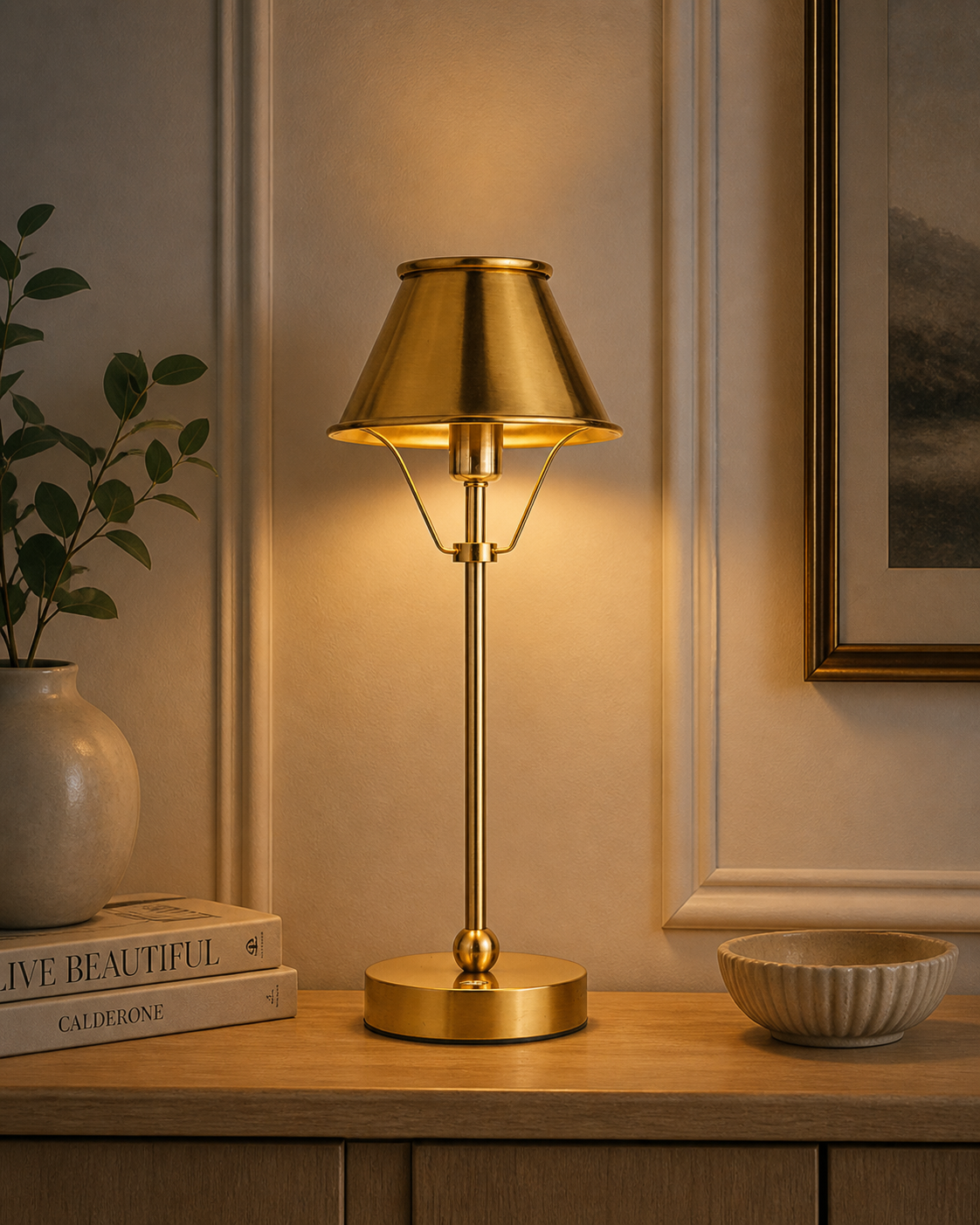 Rechargable Gold Metal Table Lamp