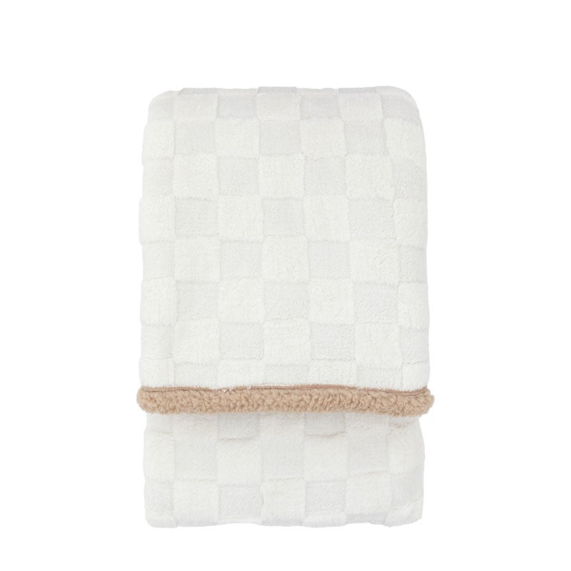 Oakley Checked Sherpa Throw Cream, 140x180cm