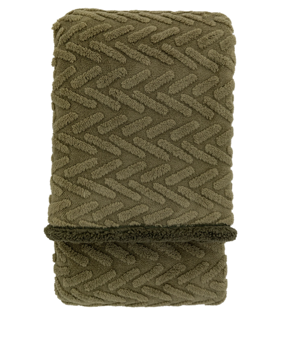 Herringbone Sherpa Throw Sage, 152x177cm