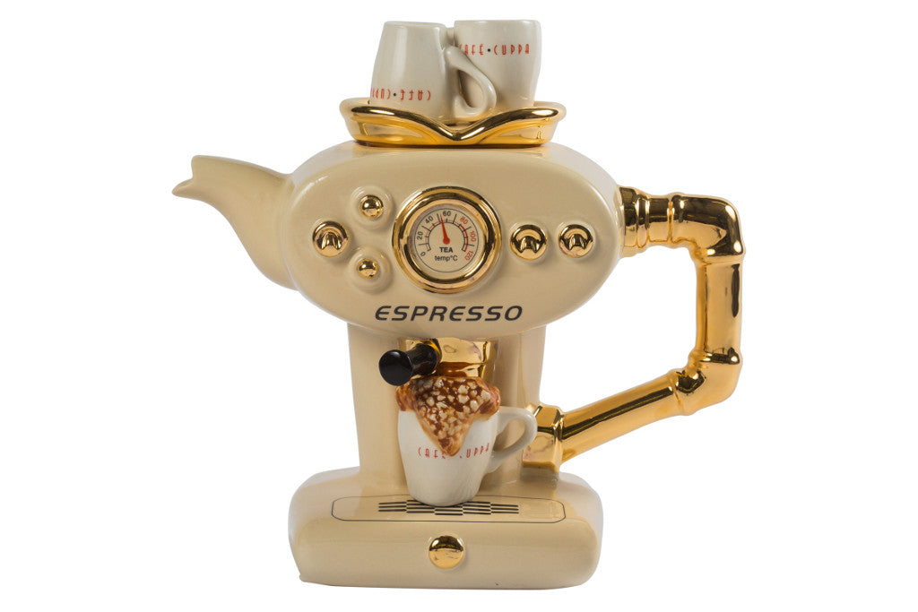 Large Cream Single Espresso Teapot