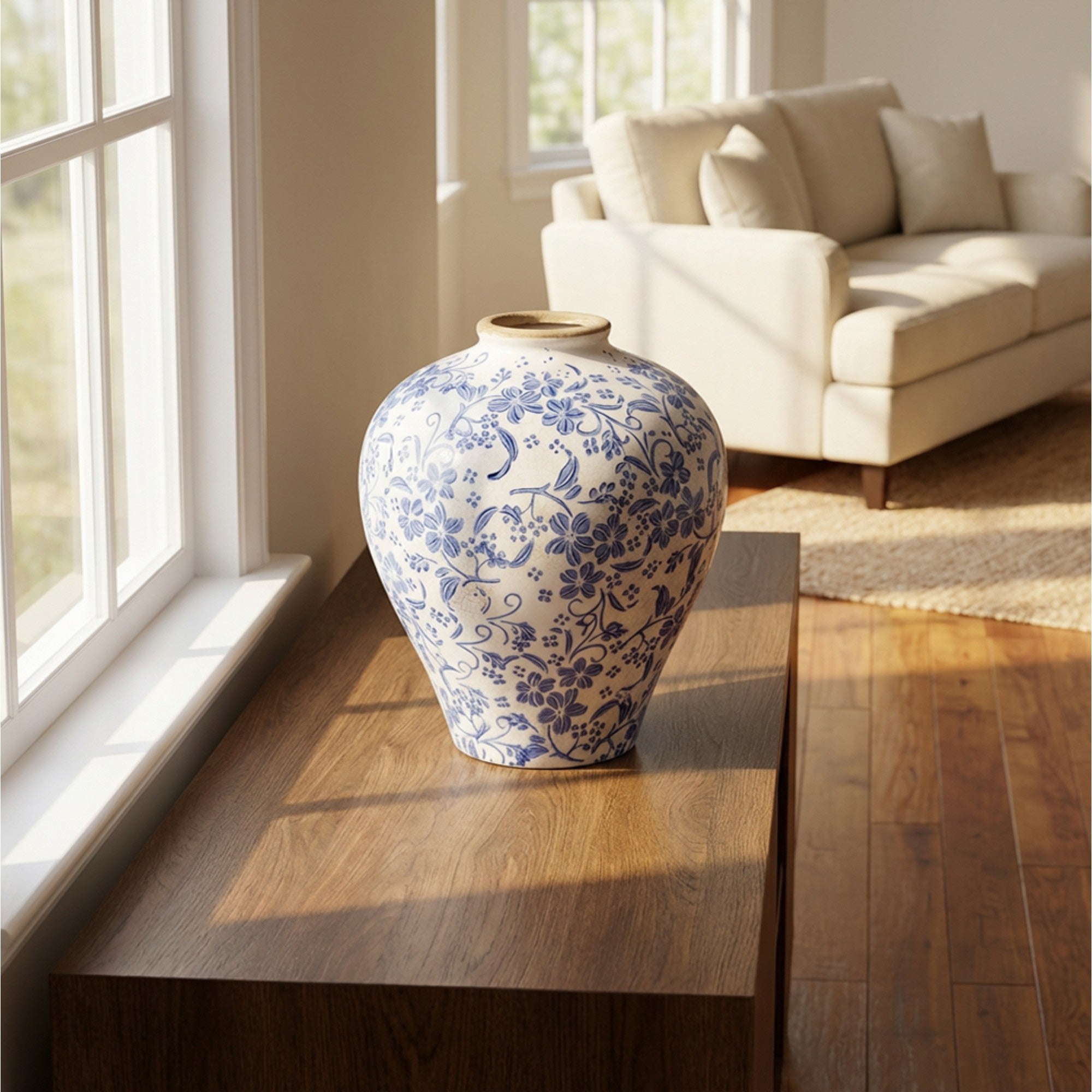 Blue Floral Vase 28cm