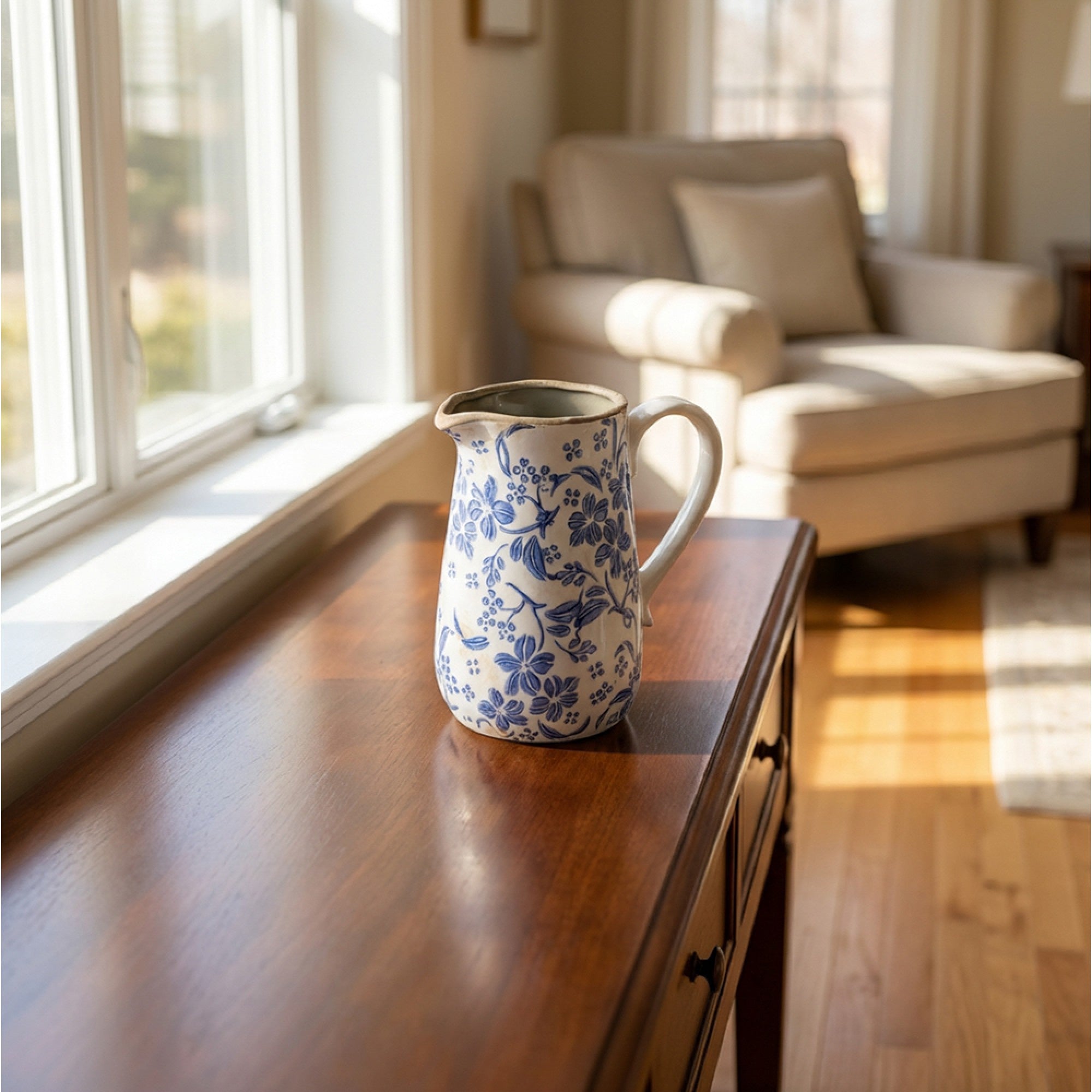 Blue Floral Pitcher 18cm