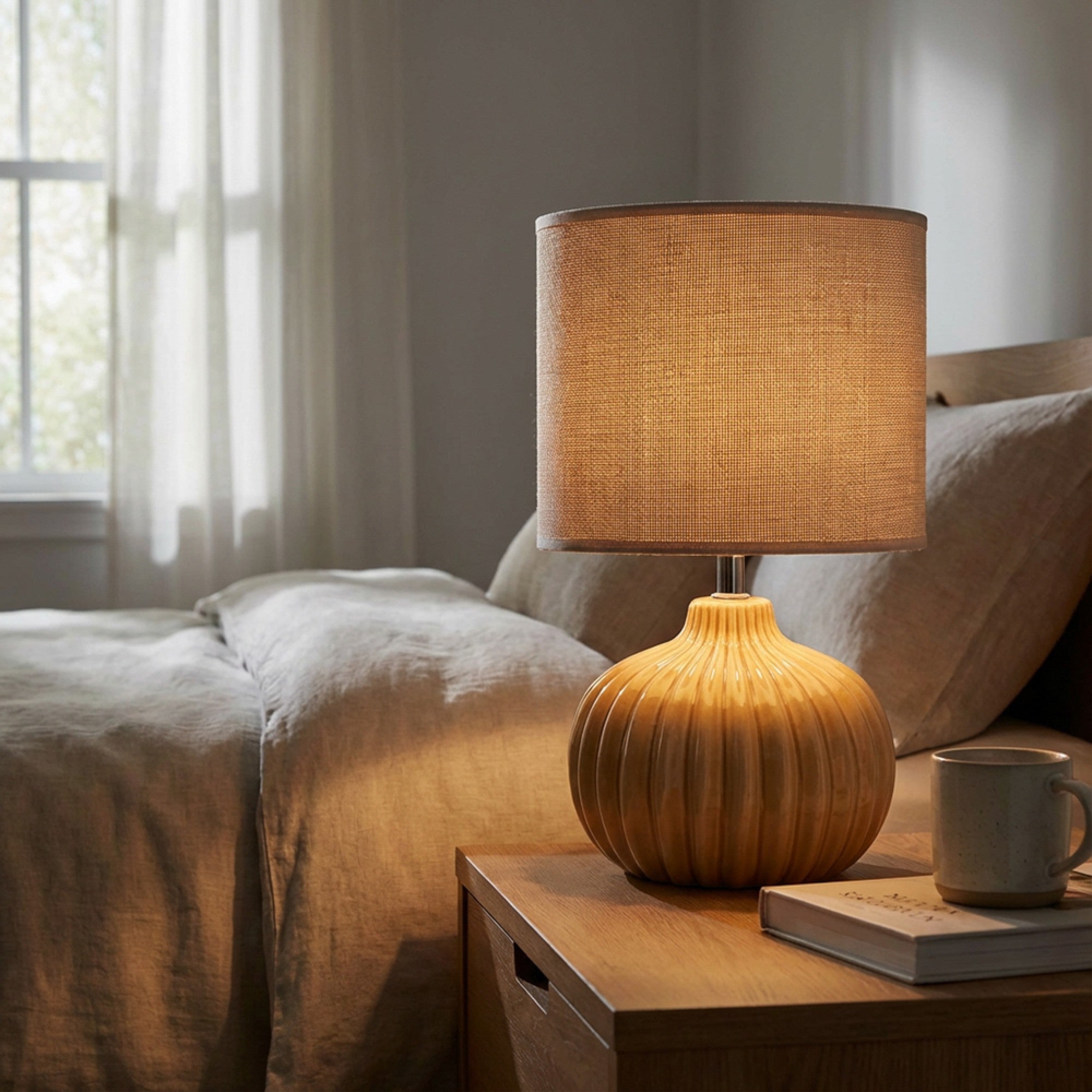 Dakota Ceramic Lamp Muted Yellow 35cm