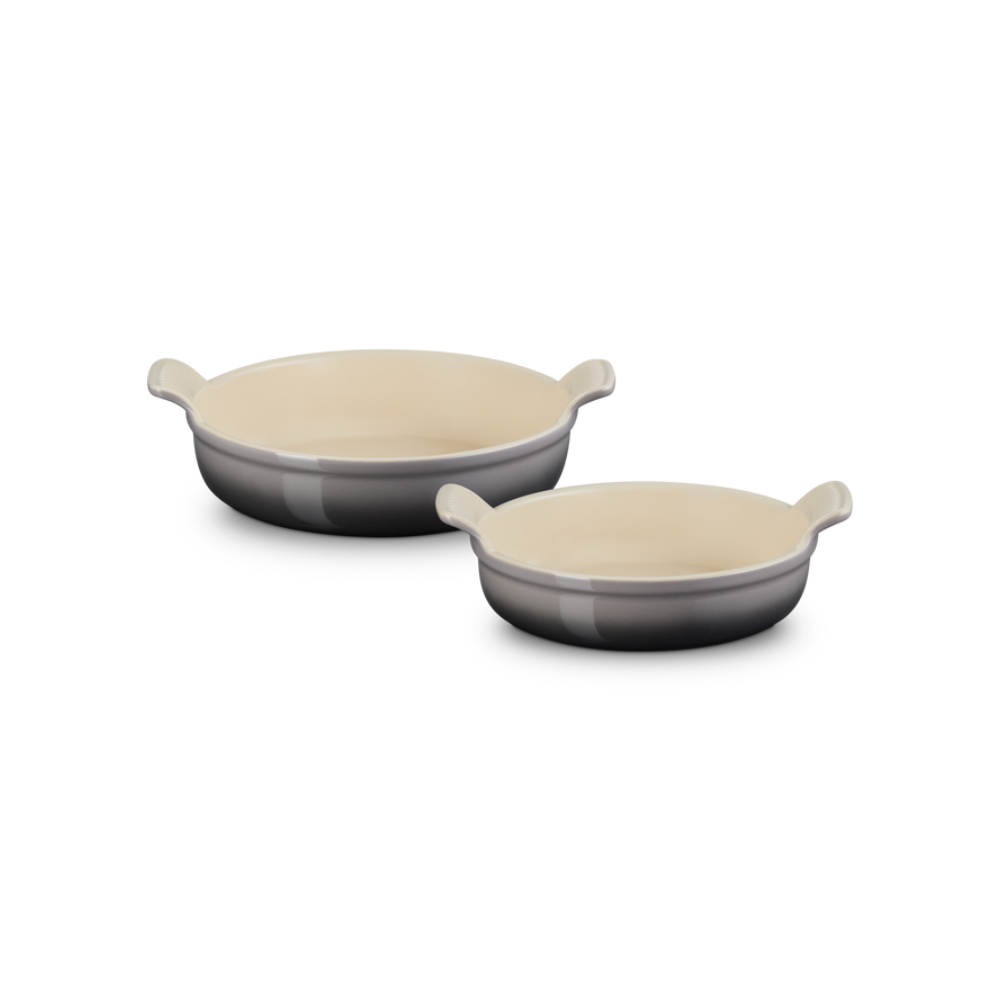 Le Creuset Heritage Set Of 2 Round Dishes, Flint - The Gift & Art Gallery