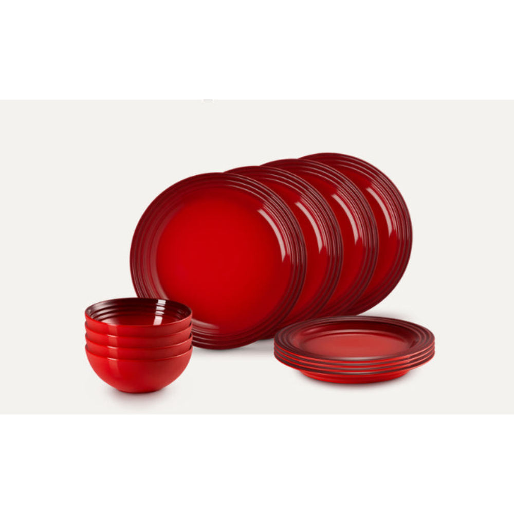 12 Piece Dinner Set, Cerise