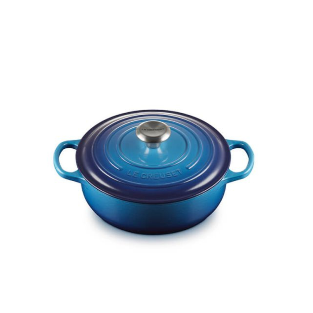 24cm Sauteuse Round Casserole, Azure Blue - The Gift & Art Gallery