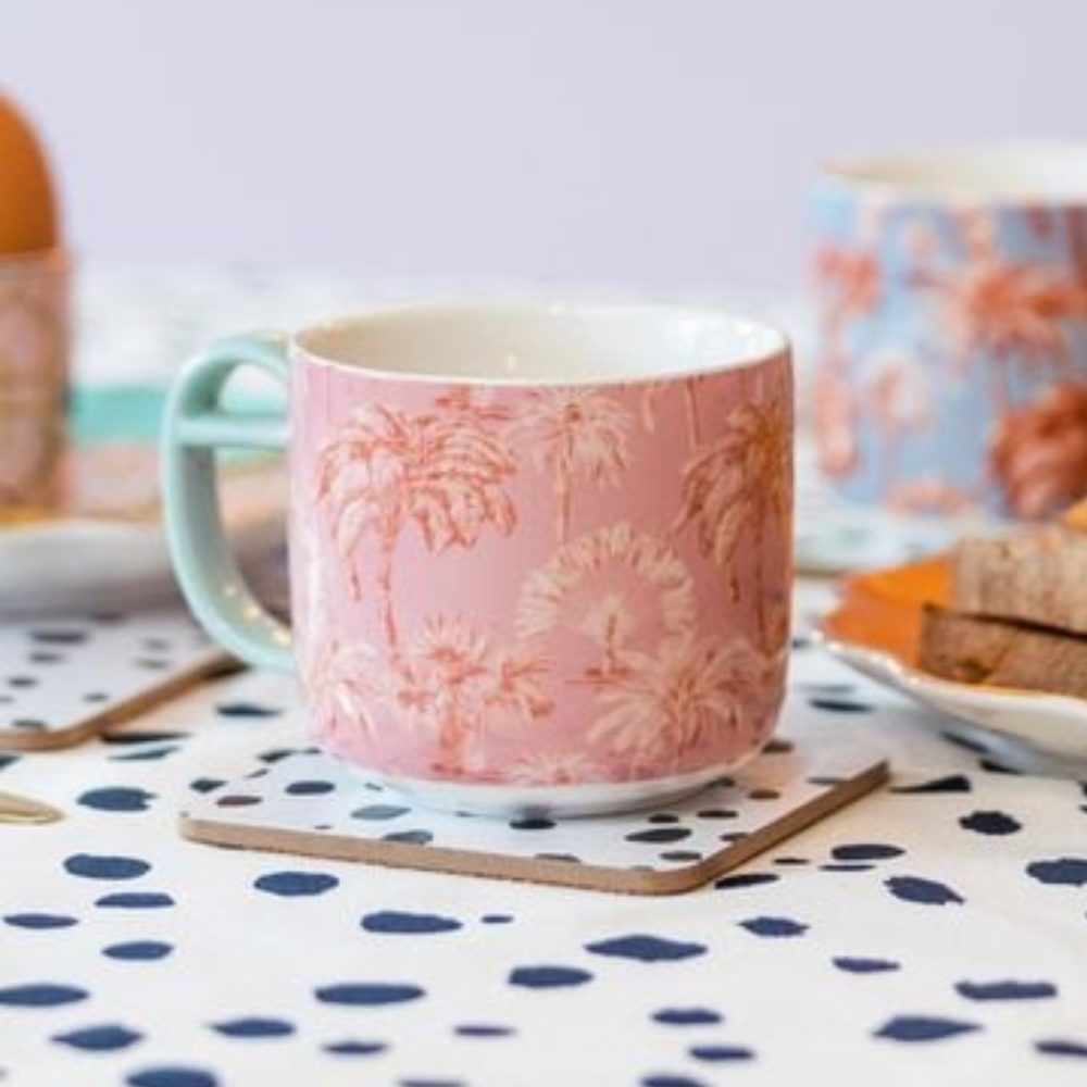 Pink Palm Short Mug - The Gift & Art Gallery