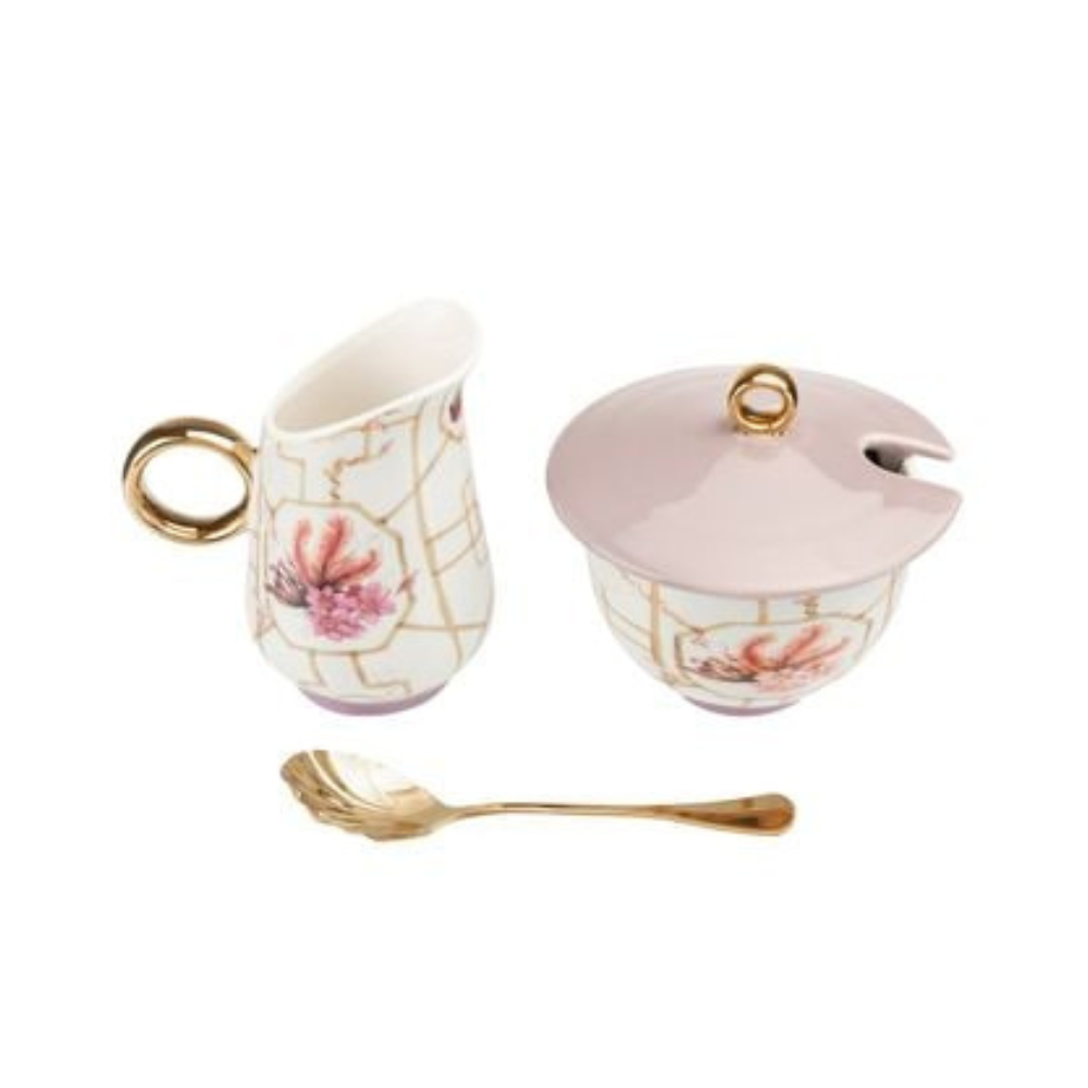 Sugar Bowl, Milk Jug & Spoon Set