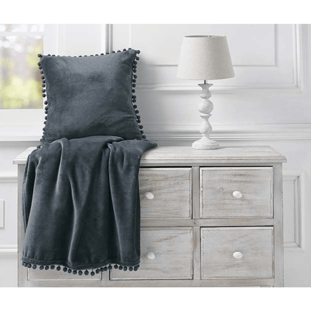 Walton & Co Charcoal Cashmere Touch Throw - The Gift & Art Gallery