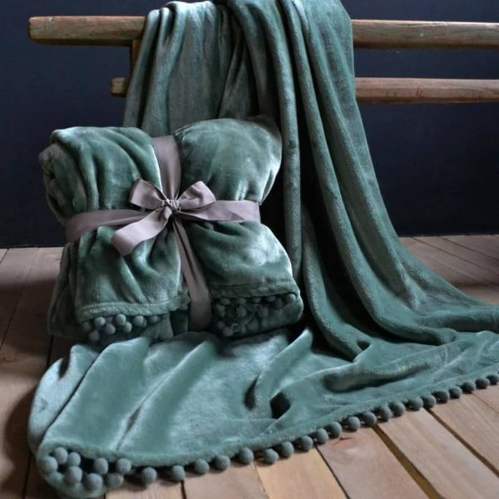 Walton & Co Sage Green Cashmere Touch Throw - The Gift & Art Gallery