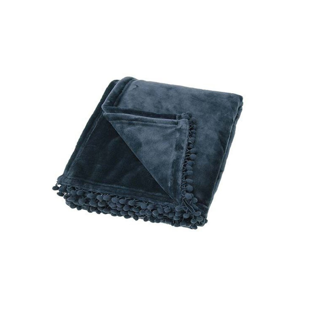 Walton & Co Navy Blue Cashmere Touch Throw - The Gift & Art Gallery