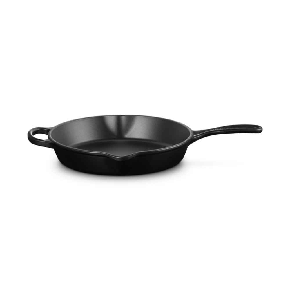 Cast Iron Round Deep Skillet 26cm, Matt Black - The Gift & Art Gallery
