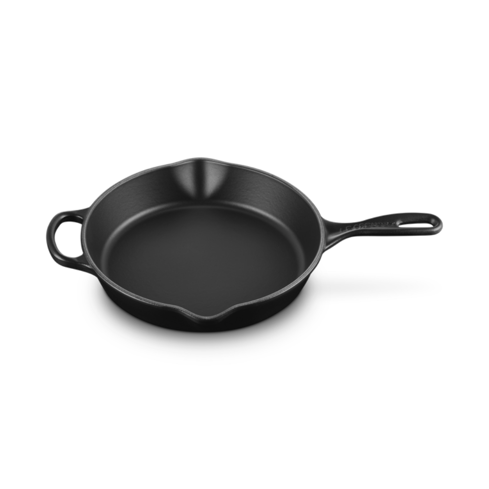Cast Iron Round Deep Skillet 26cm, Matt Black - The Gift & Art Gallery